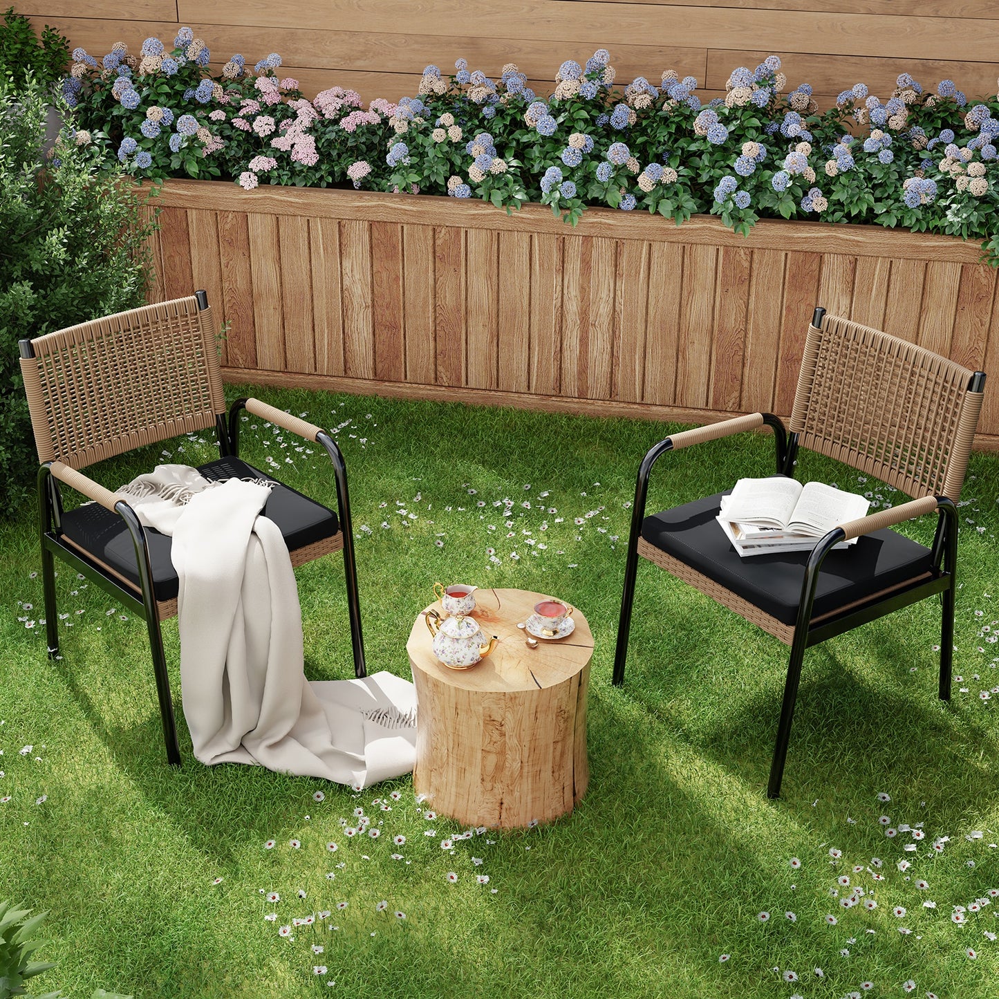 Riedhoff Outdoor Patio Dining Chair Set, with 1.18" Cushions and Armrest