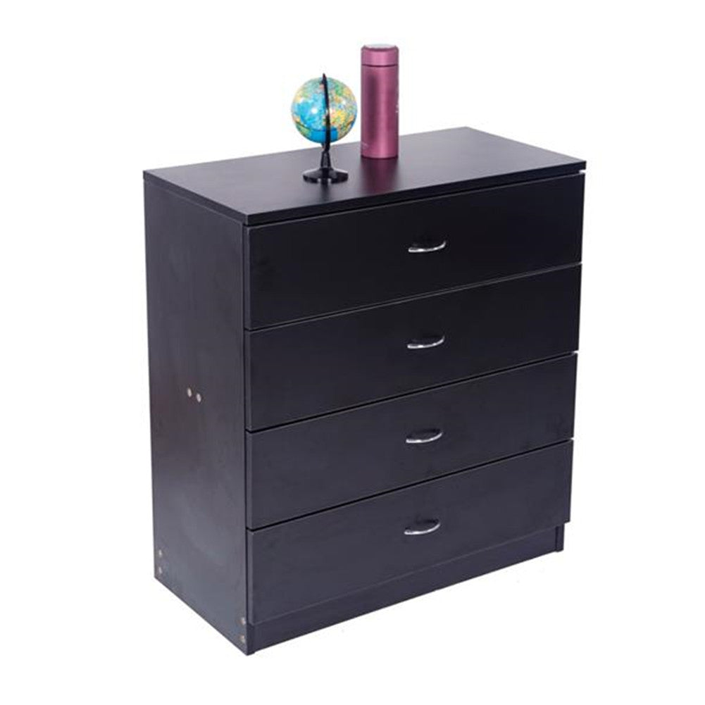 AMYOVE 4-Drawer Wooden Dresser Storage Cabinets with Handles Black