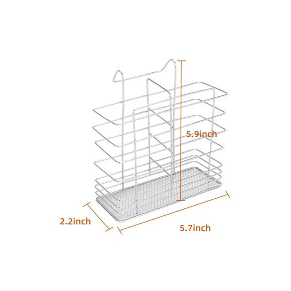 RONSHIN 2-Tier Dish Drying Rack Rust-proof Dish Rack Utensil Holder Silver