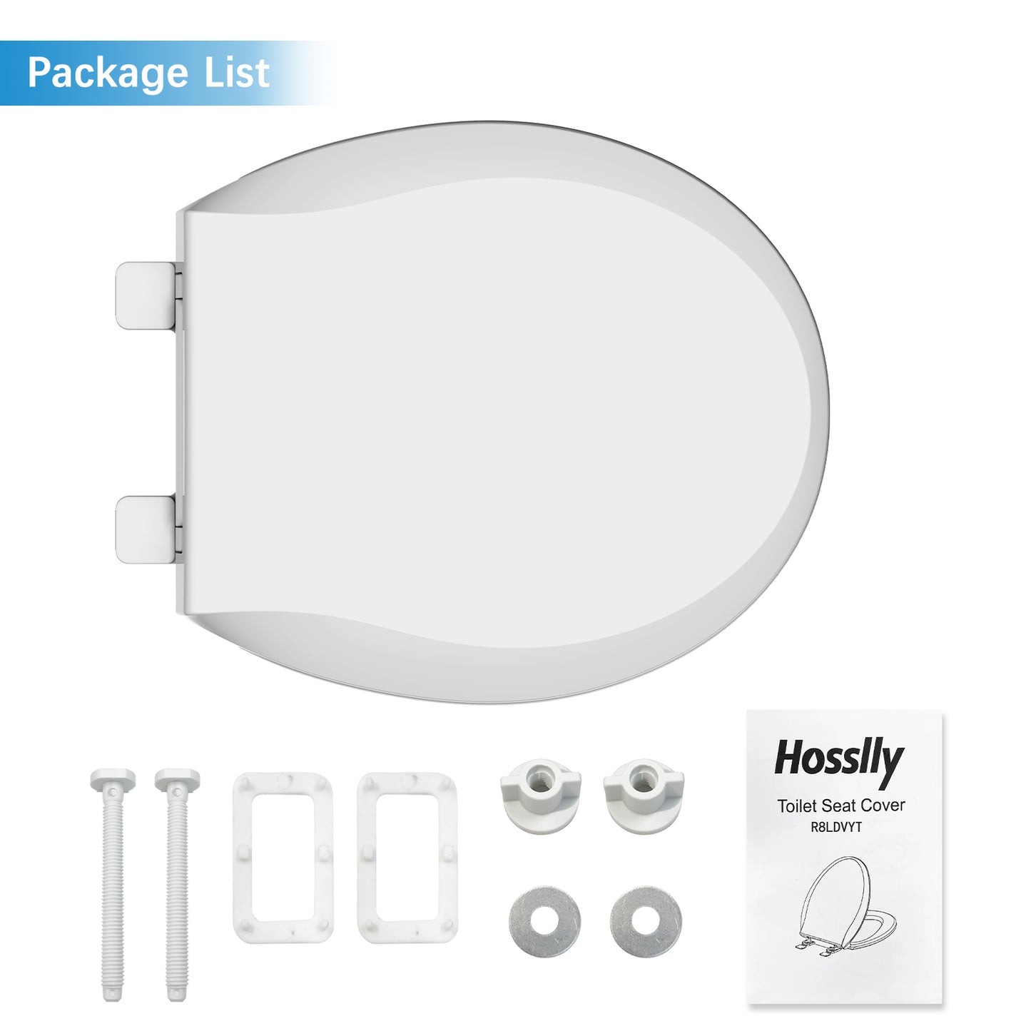 Garvee 17" Round Toilet Seat, Slow Soft Close, Easy to Install and Clean, Never Loosens, White