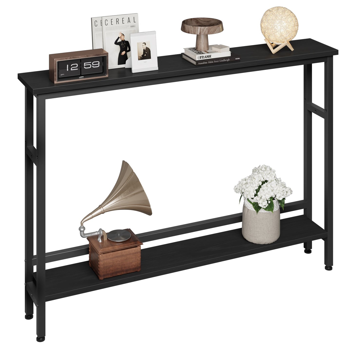 GAOMON Slim Console Table 5.9 inch Narrow Sofa Table, 2 Tier Skinny Console Table with Adjustable Shelf, Slim Behind Couch Table for Living Room, Entryway, Hallway, Foyer - Black