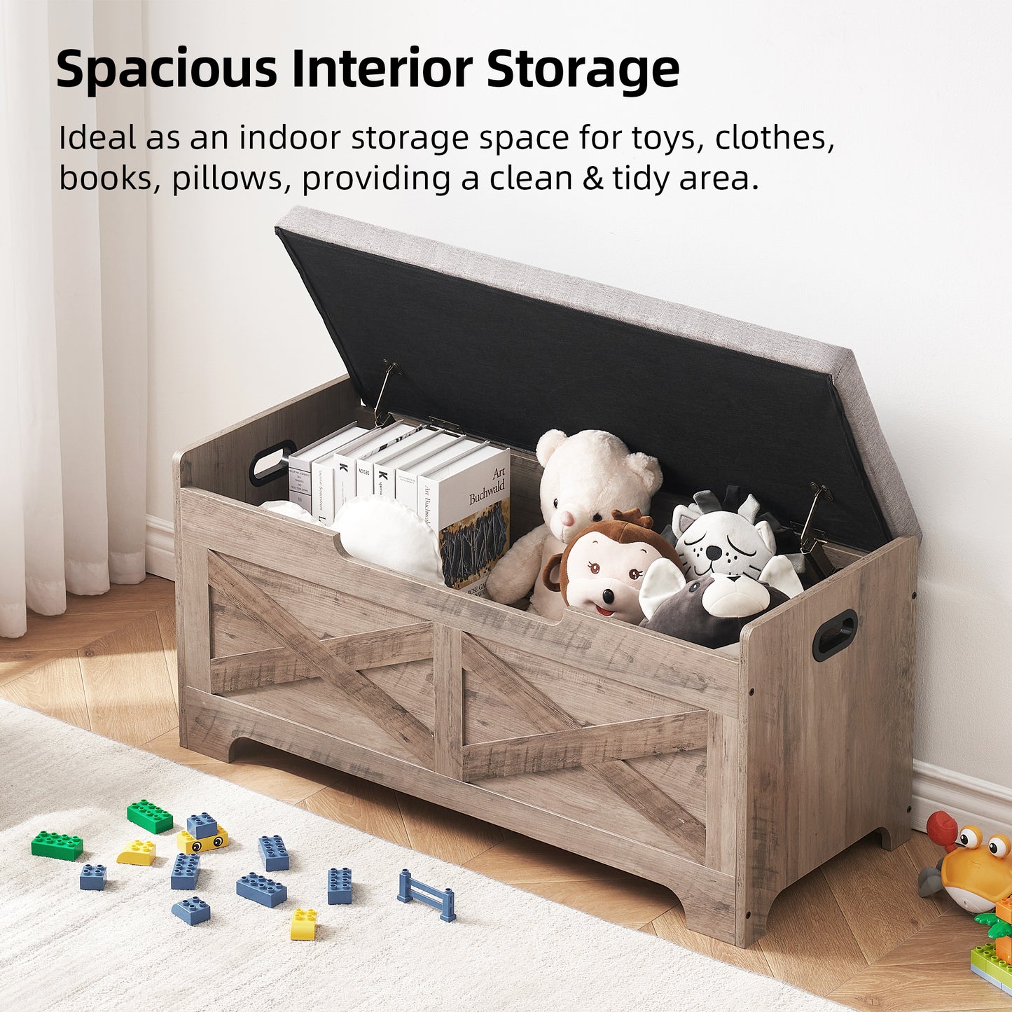 Garvee Lift Top Storage Chest, with Safety Hinge, Retro Color