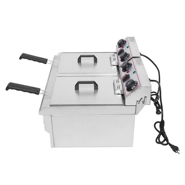ZOKOP Double Tank Deep Fryer EH102V 16.9QT / 16L Stainless Steel Faucet