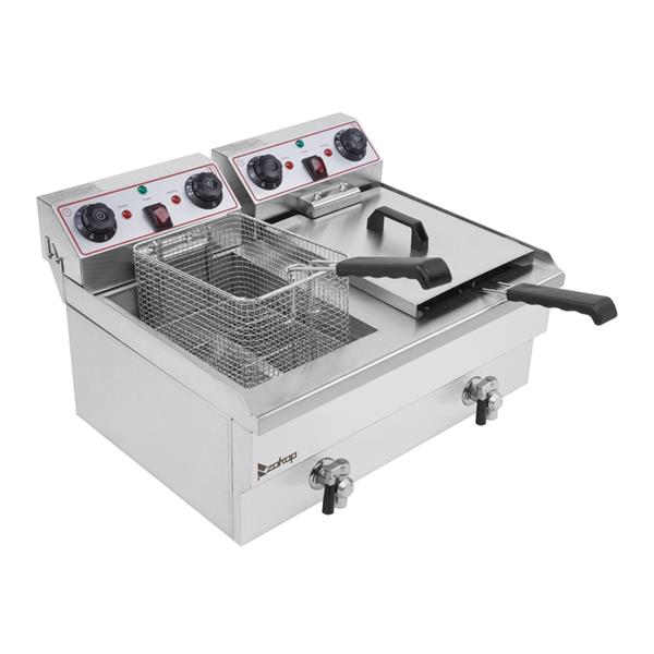 ZOKOP Double Tank Deep Fryer EH102V 16.9QT / 16L Stainless Steel Faucet