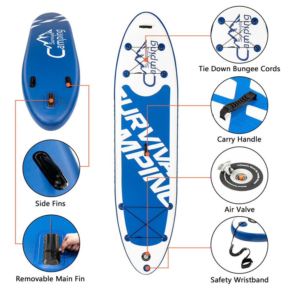THBOXES 11ft Inflatable Paddle Board EVA Traction Pad Surfboard Blue