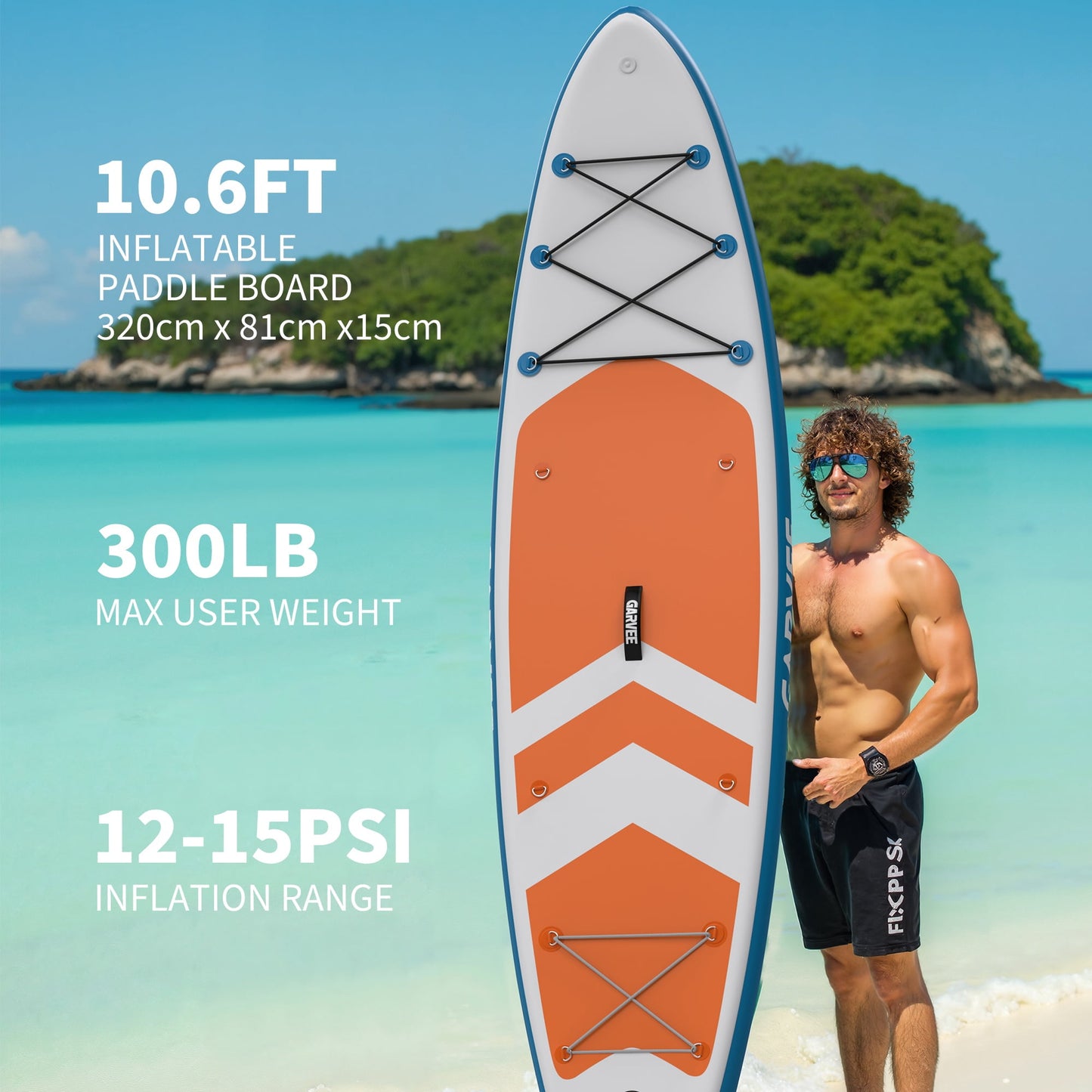Garvee Inflatable Stand-up Paddle Board, Manual Pump, Camera Mount