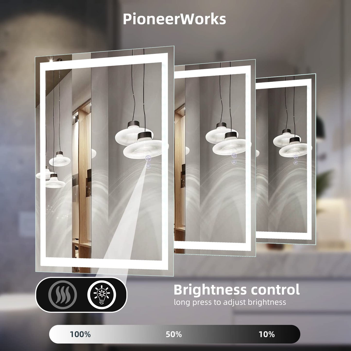 GARVEE LED Bathroom Mirror 20 x28 Large Dimmable Wall Mirrors with Front Backlight Anti Fog Shatter-Proof