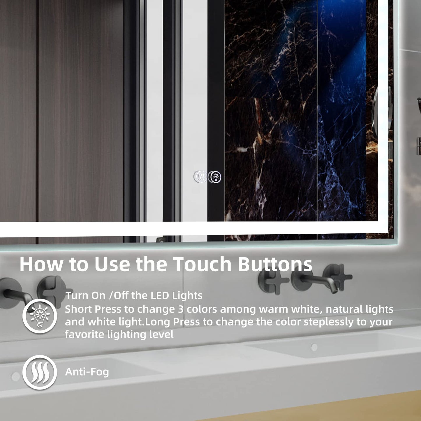 GARVEE LED Bathroom Mirror 24 x32 Large Dimmable Wall Mirrors Front Backlight Anti Fog Shatter-Proof