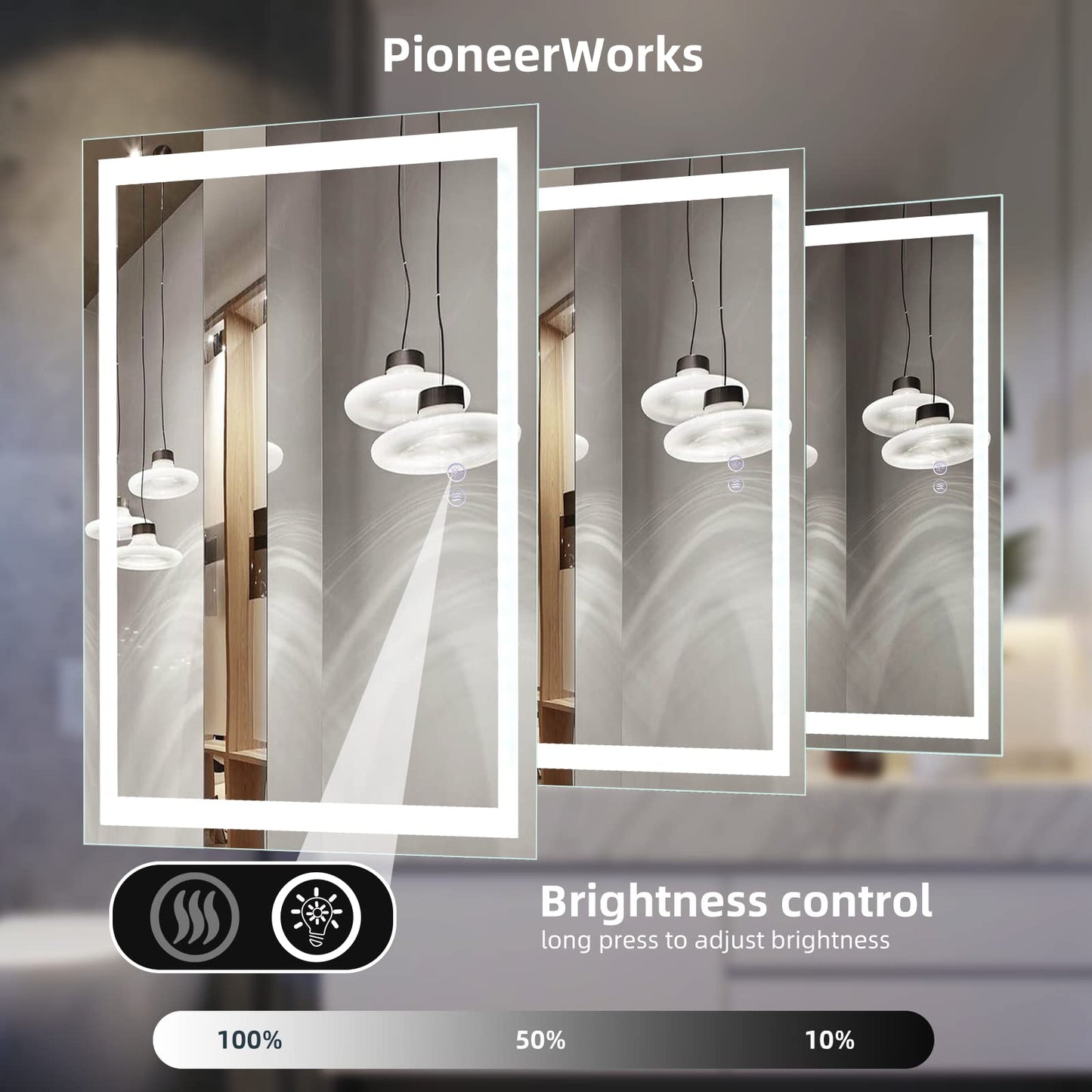 GARVEE LED Bathroom Mirror 24 x32 Large Dimmable Wall Mirrors Front Backlight Anti Fog Shatter-Proof