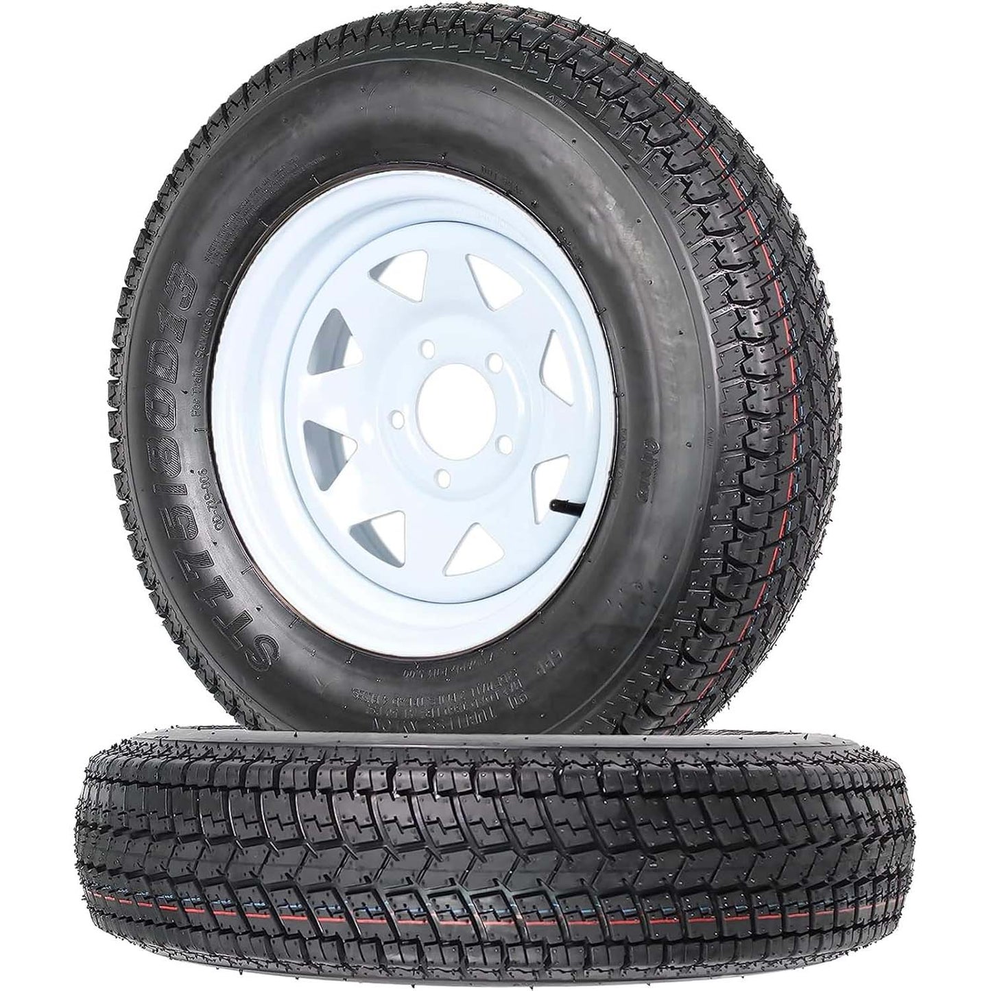 GAOMON Set of 2 Trailer Tires Rims 175-80 5 Lug 6PR White Spoke Wheel Load Range C