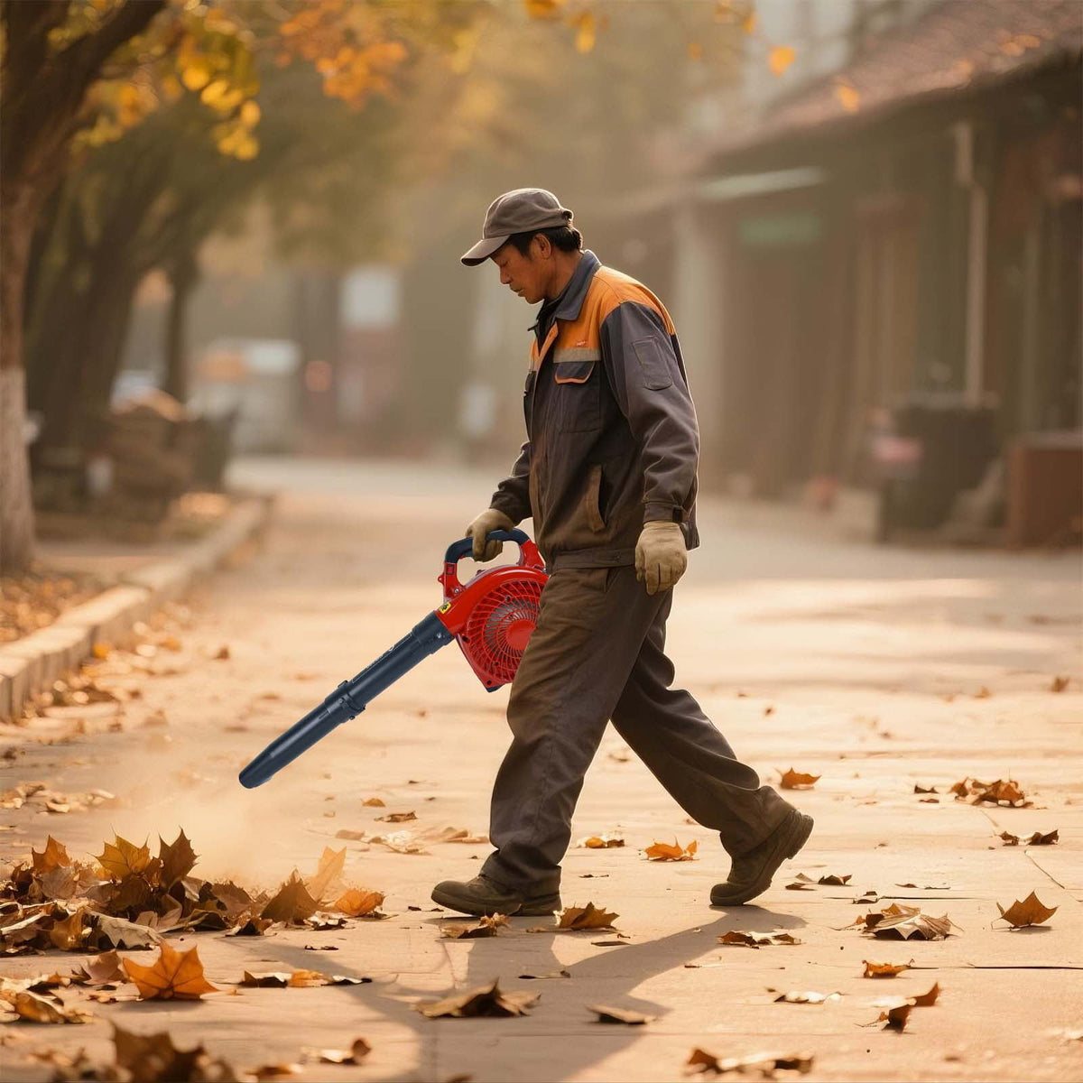 Riedhoff Handheld Gas Leaf Blower 28 CC, 1.1 HP, 490 CFM, 180 mph, for Lawn Care, Red