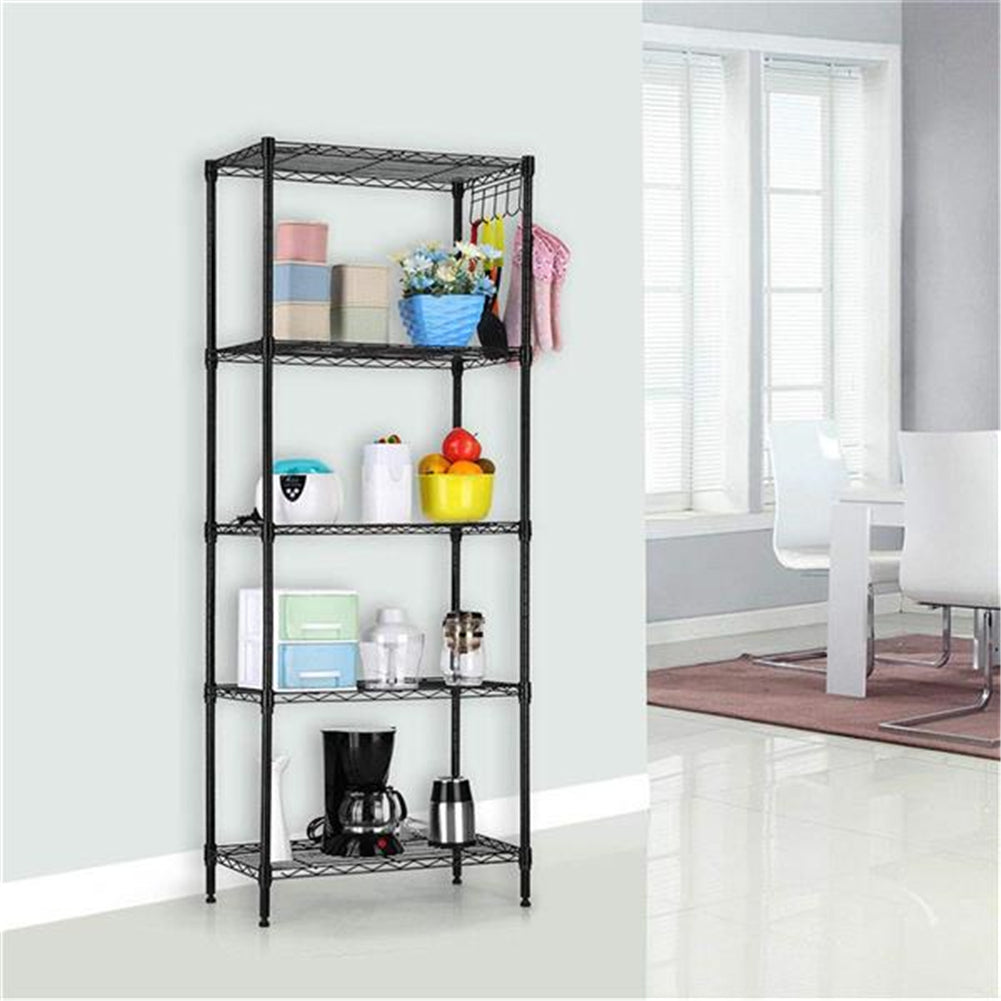 RONSHIN Metal Storage Shelves Home Kitchen Microwave Oven Rack Organizer Black