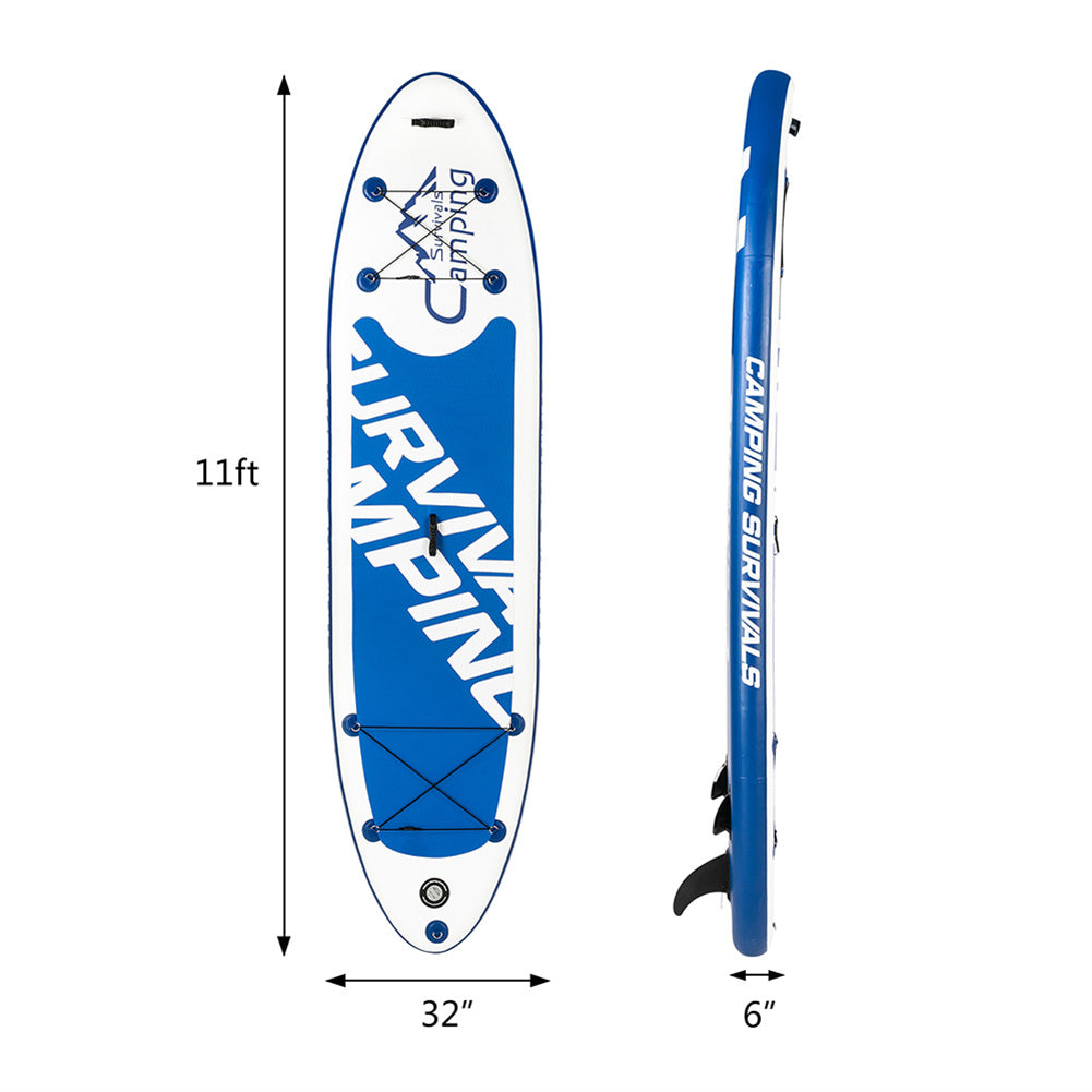 THBOXES 11ft Inflatable Paddle Board EVA Traction Pad Surfboard Blue