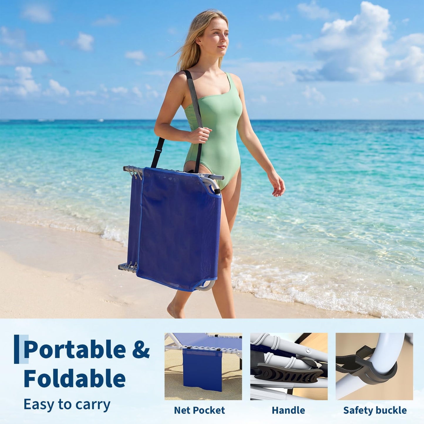 Garvee Sun Tanning Chair, Folding Chaise Lounge Chairs with Table