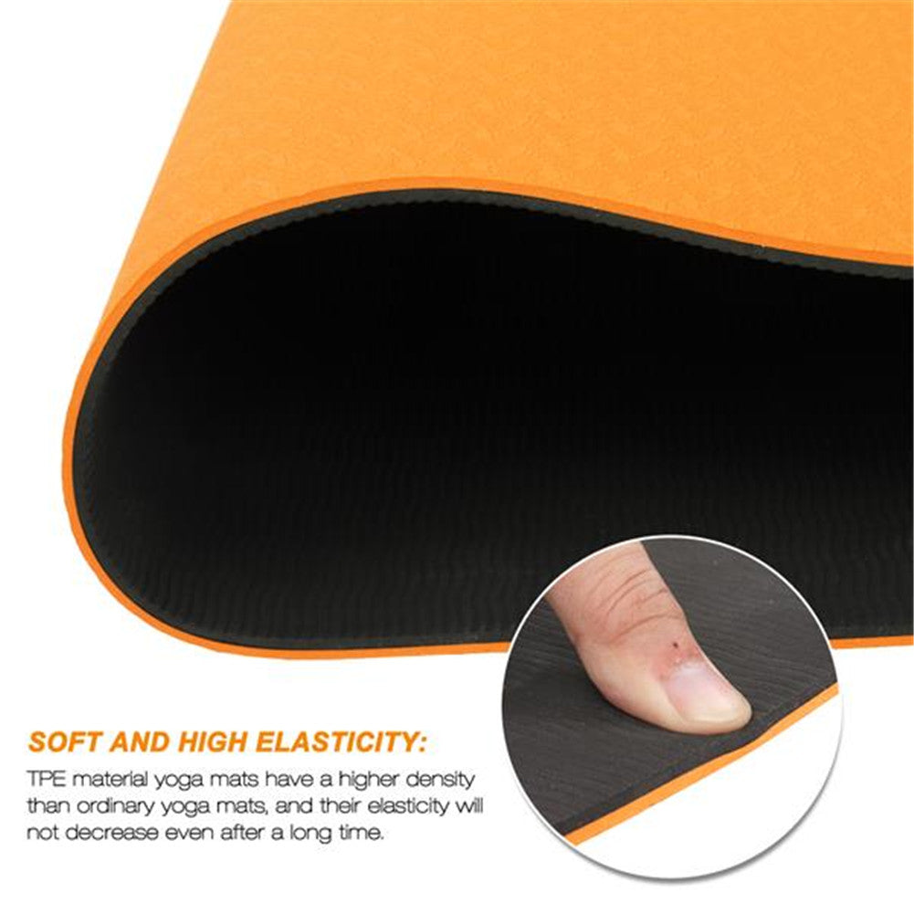 DSSTYLES TPE Yoga Mat 183*61*6cm Non-slip Gym Pad Orange