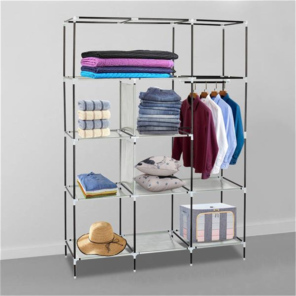 RONSHIN 69 inch Clothing Organizer Wardrobe Storage Closet Clothes Portable Wardrobe Navy Blue