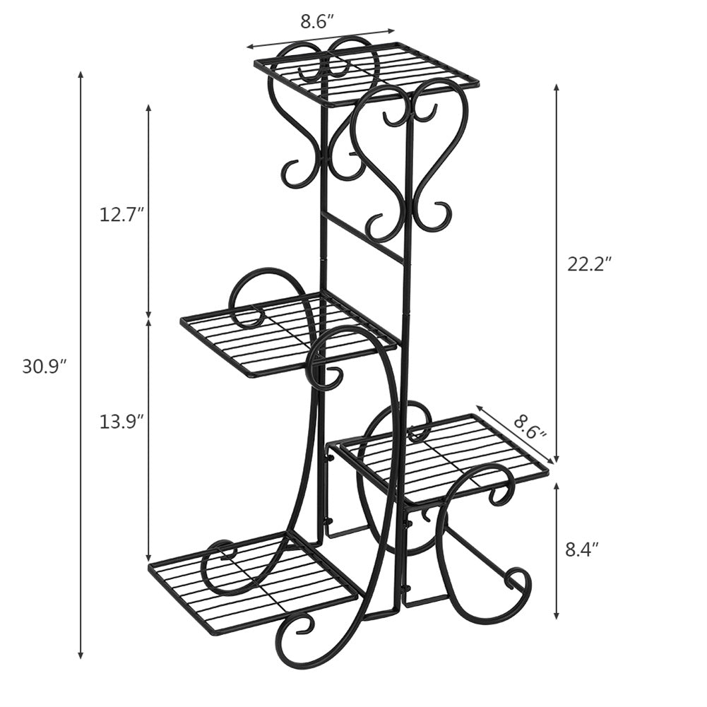 ALICIAN 32.3 inches Plant Stand 4 Potted Metal Shelves Corner Plant Shelf - Round