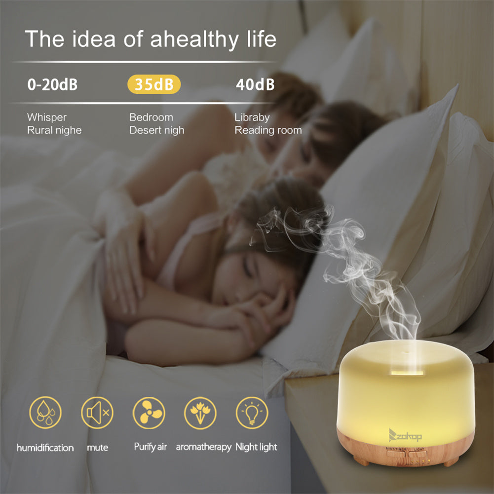ZOKOP 450ml Aromatherapy Oil Diffuser Colorful Ultrasonic Humidifier White