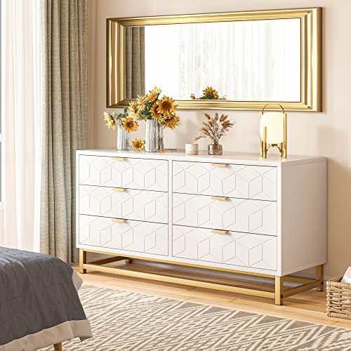 GAOMON White 6 Drawer Dresser for Bedroom, Wood Chest of Drawers with ThinkMax GAOMON White 6 Drawer Dresser for Bedroom, Wood Chest of Drawers with ThinkMax