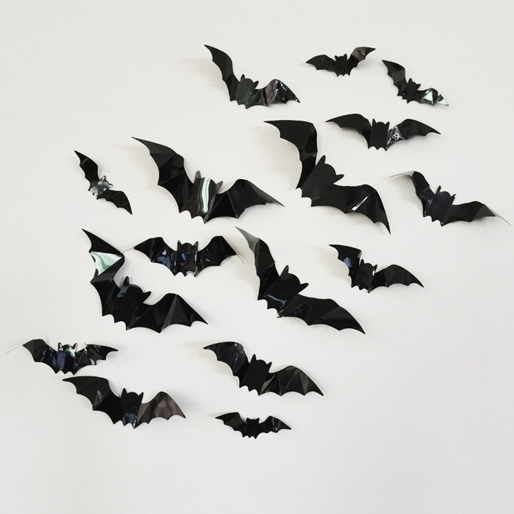 CYNDIE 128PCS Halloween Bat Print Wall Stickers Household Room Decoration