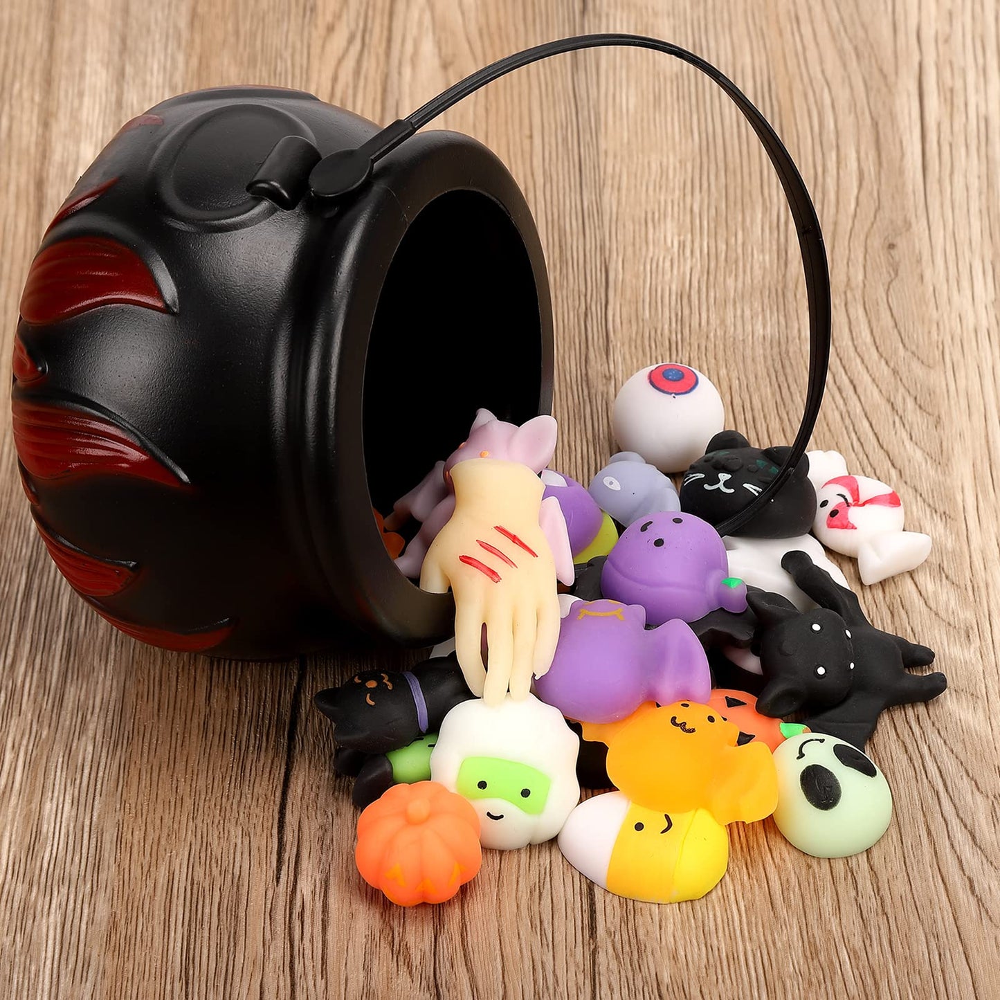 CYNDIE 30pcs Squeeze Toys with 5.5 inch Halloween Cauldron