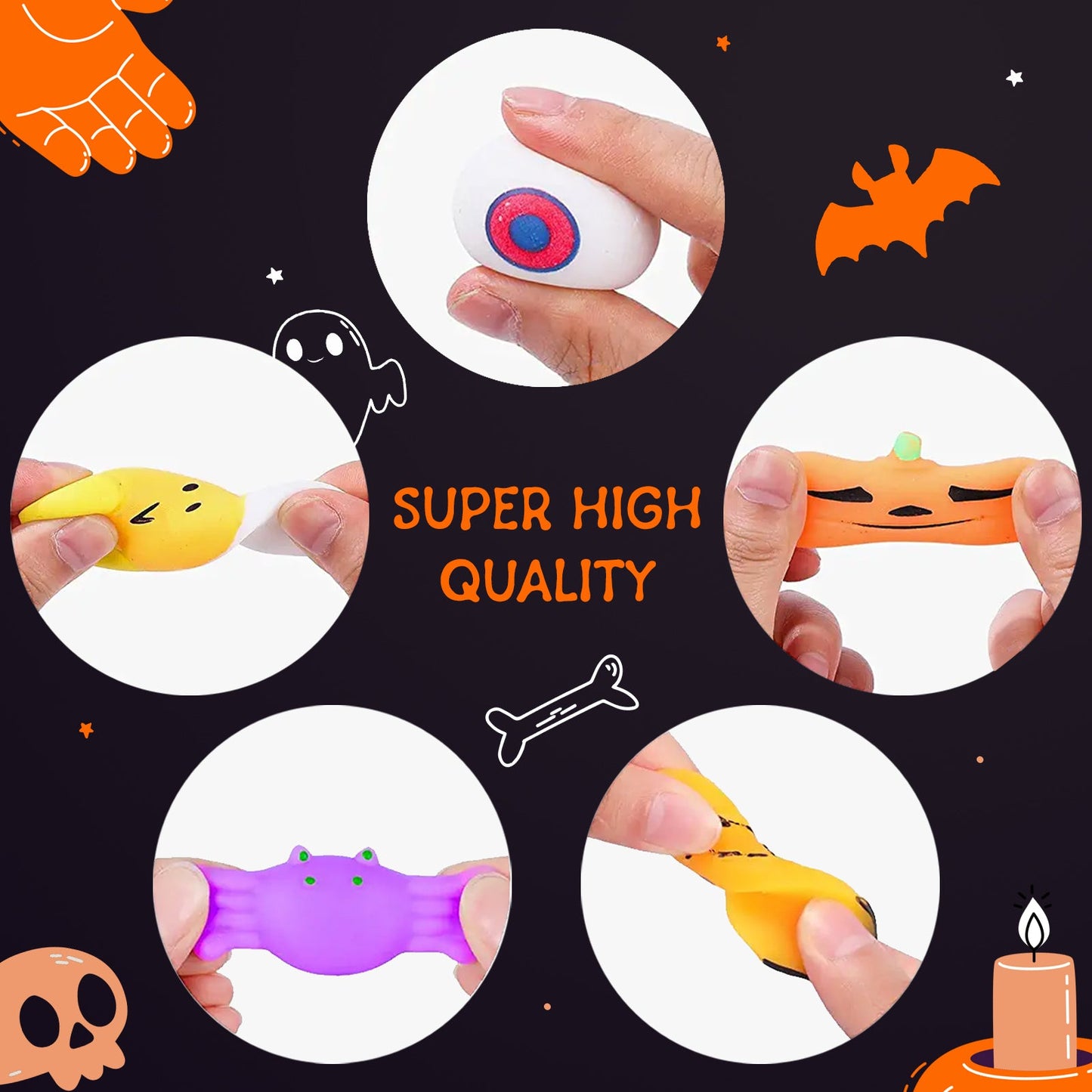 CYNDIE 30pcs Squeeze Toys with 5.5 inch Halloween Cauldron