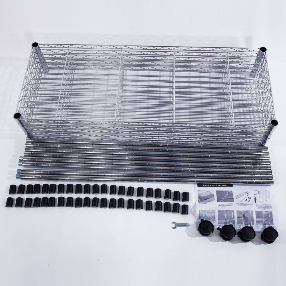 RONSHIN 5-Layer Iron Shelf with 1.5 inch Smooth Wheels Chrome Plated Storage Rack Organizer