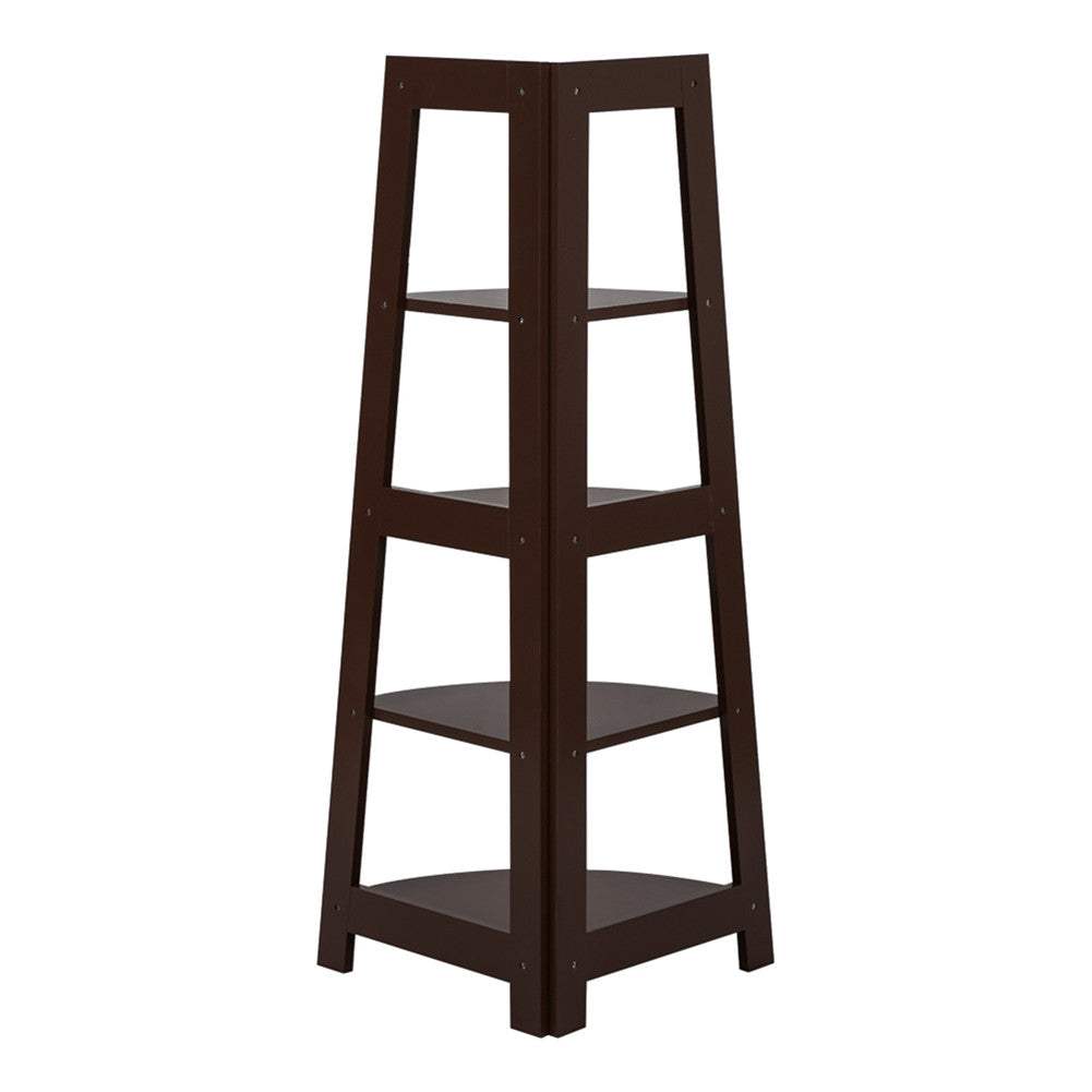 ALICIAN 5-layer Fan-shaped Corner Shelf Household Organizer for Living Room Brown