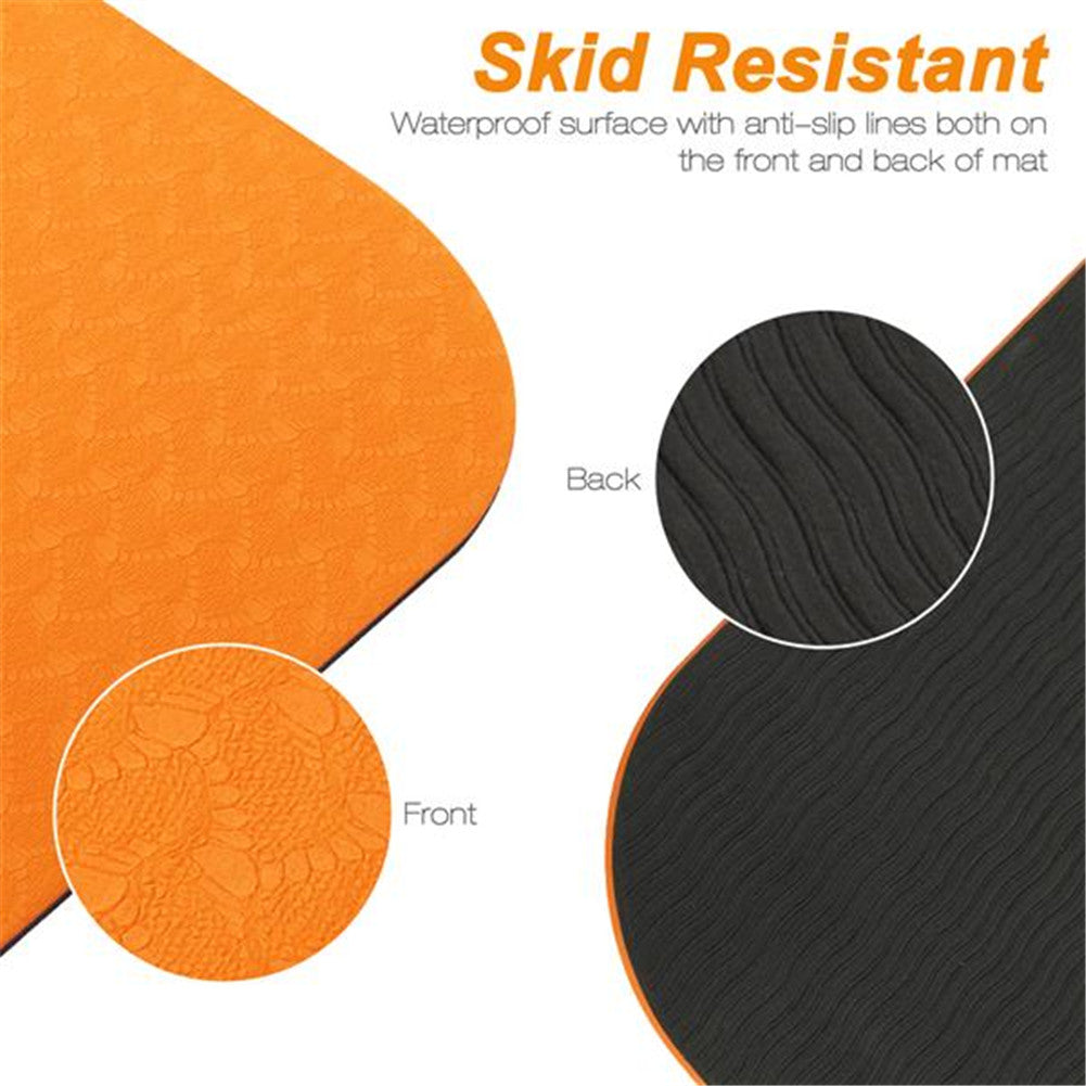 DSSTYLES TPE Yoga Mat 183*61*6cm Non-slip Gym Pad Orange
