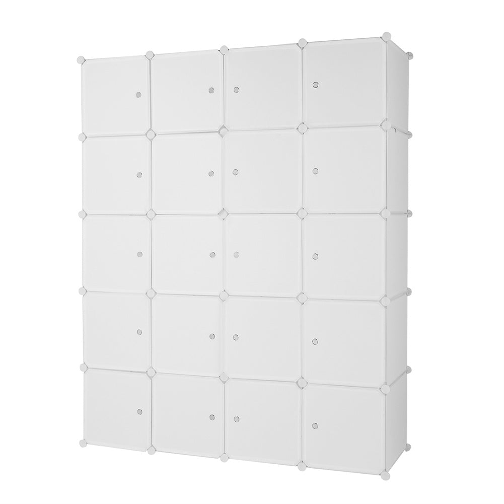 AMYOVE 5-layers 20-grids Modular Closet Cabinet Storage Shelves Cube Organizer White