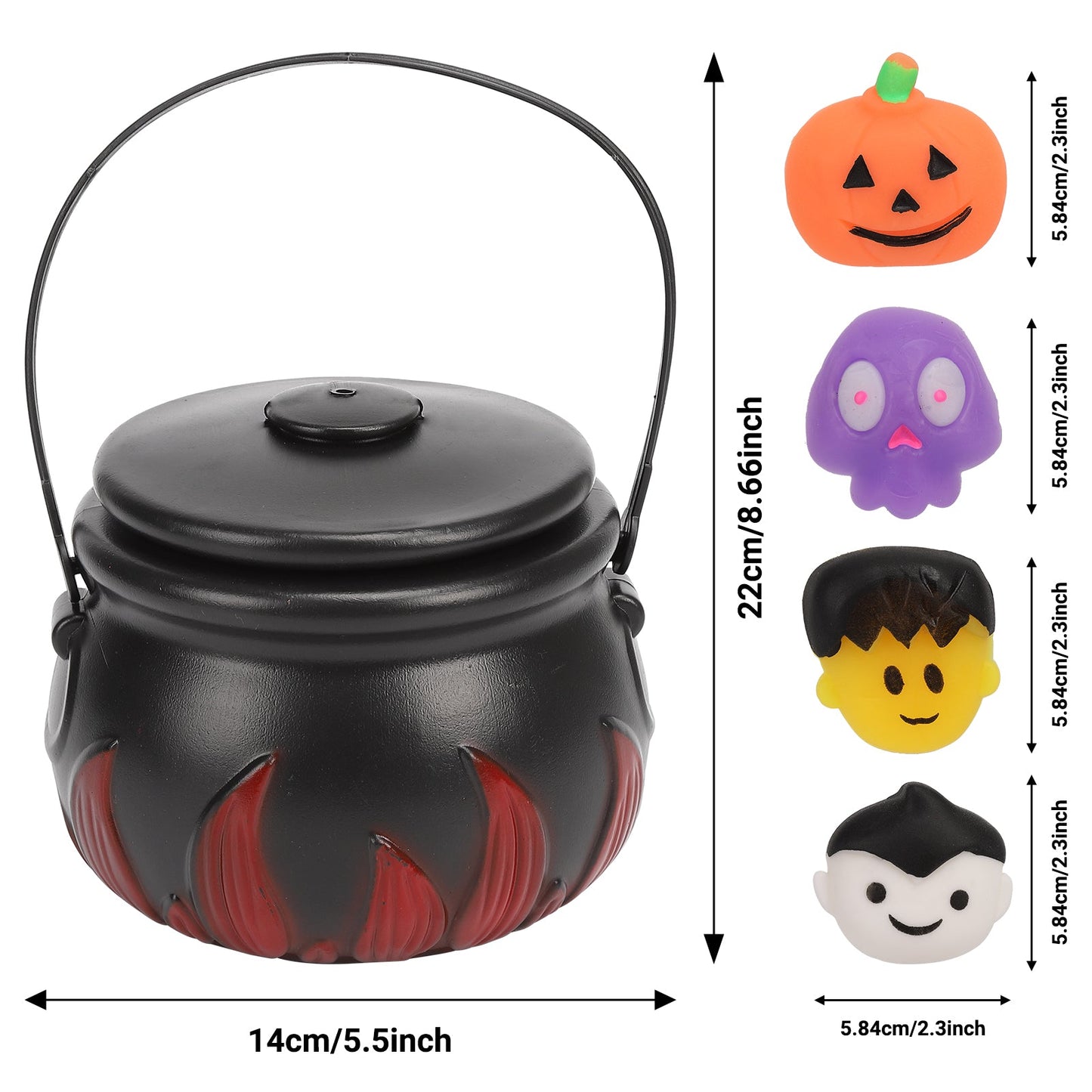 CYNDIE 30pcs Squeeze Toys with 5.5 inch Halloween Cauldron