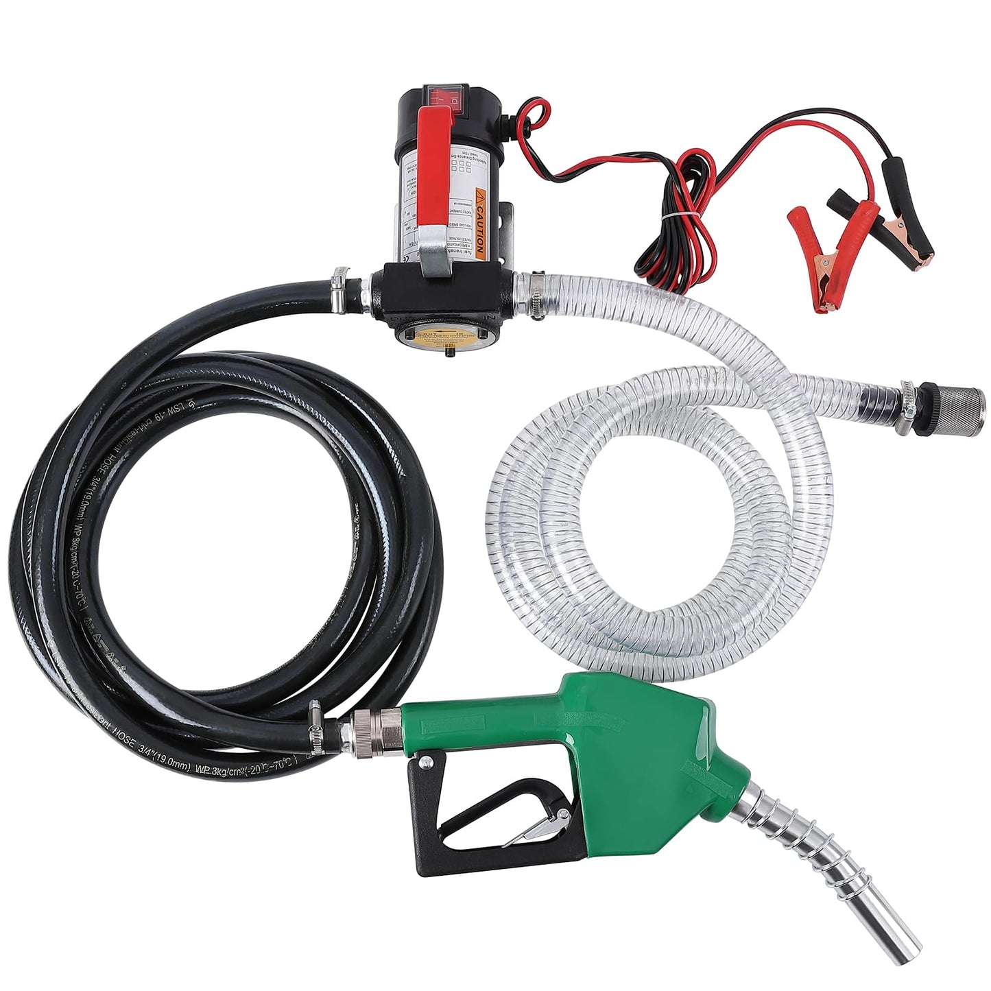 GAOMON 12V DC Electric Fuel Transfer Pump Kit, 10GPM/40LPM Portable Self-Priming Fuel Transfer Extractor Pump Kit with Aluminum Automatic Nozzle, 360 Swivel Connector, Green