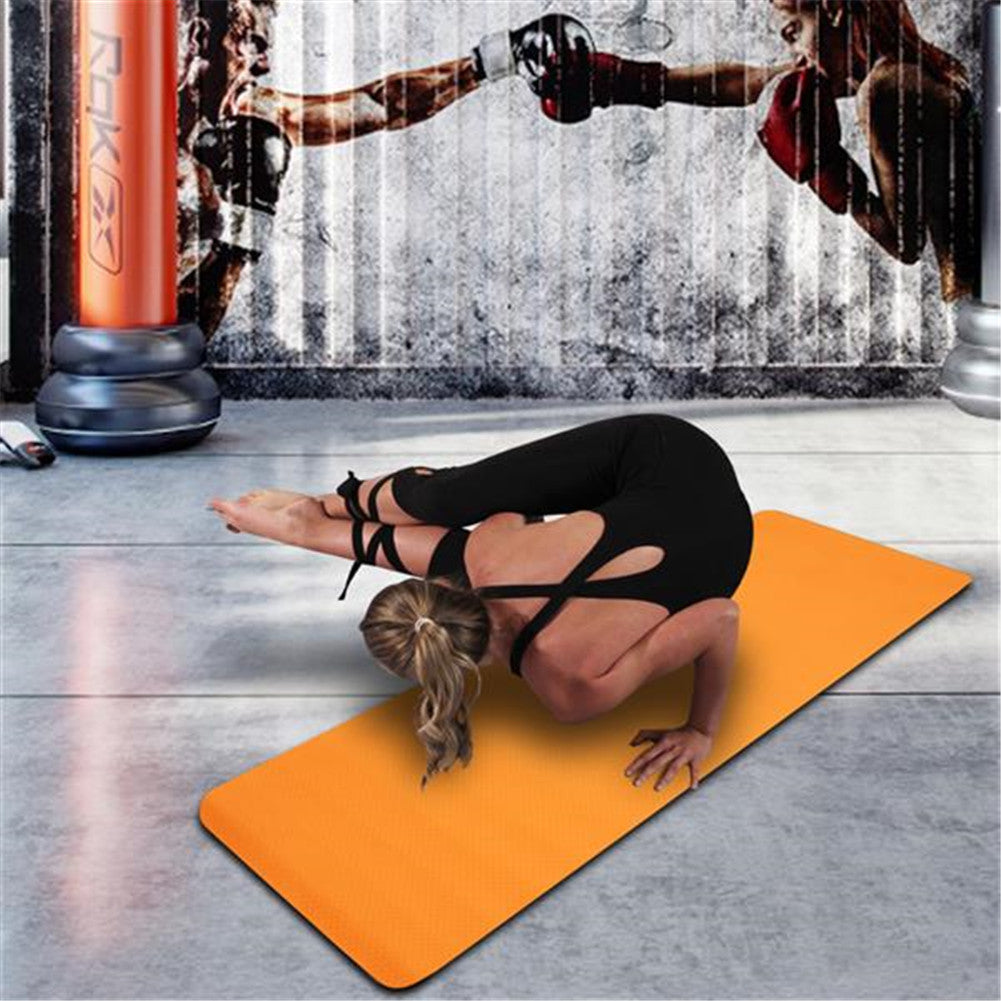 DSSTYLES TPE Yoga Mat 183*61*6cm Non-slip Gym Pad Orange