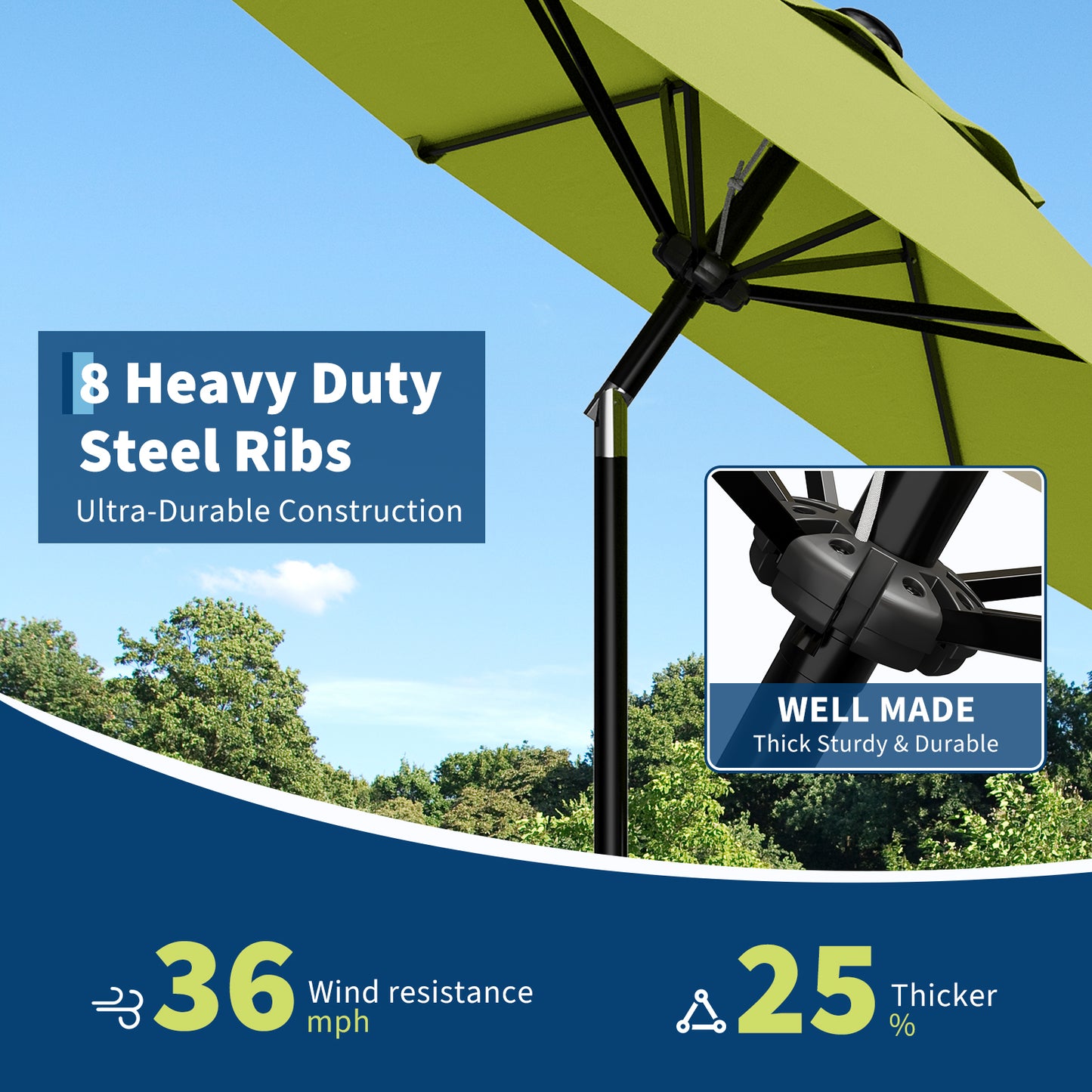 Garvee 10 feet Outdoor Patio Umbrella, with Push Button Tilt & 8 Sturdy Ribs