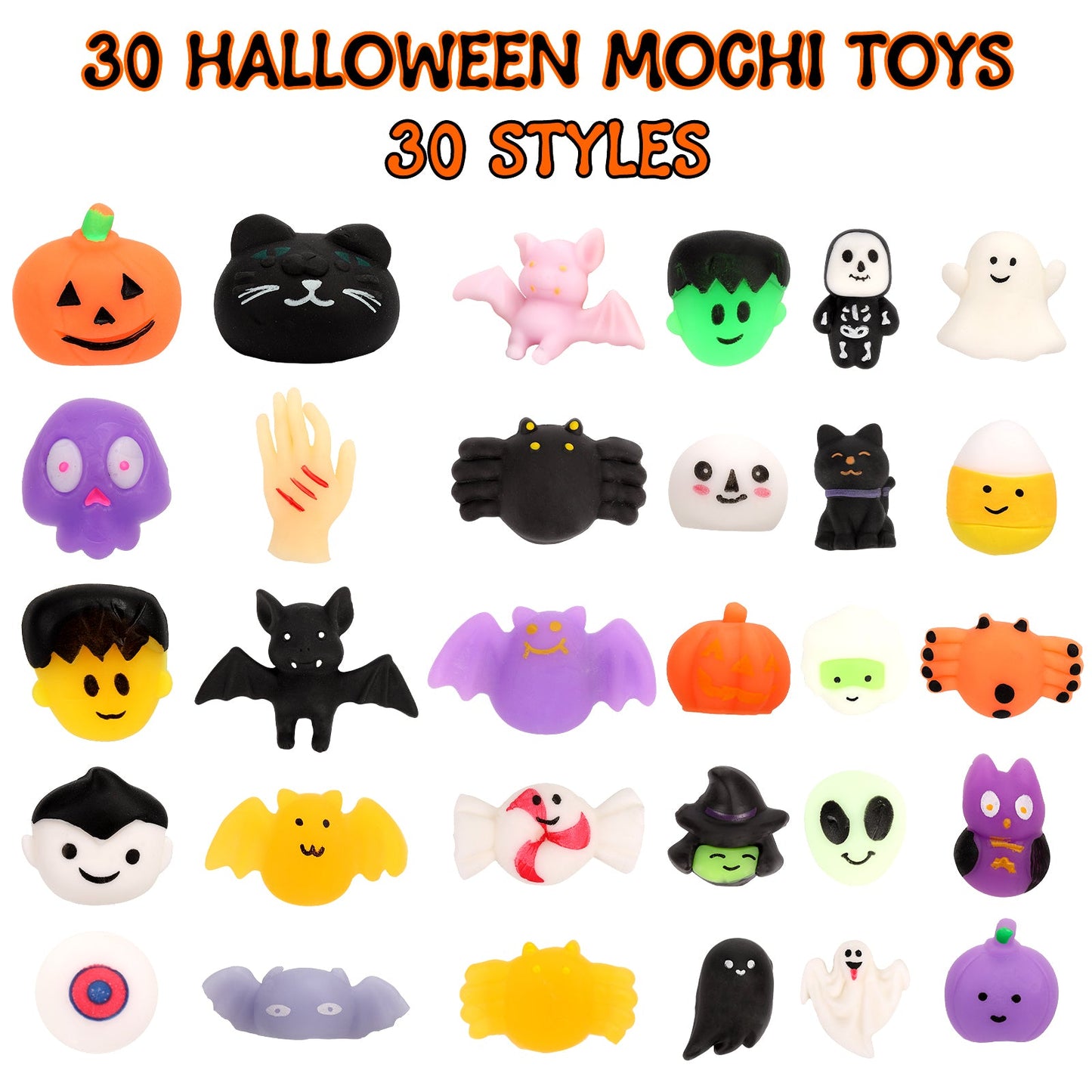 CYNDIE 30pcs Squeeze Toys with 5.5 inch Halloween Cauldron