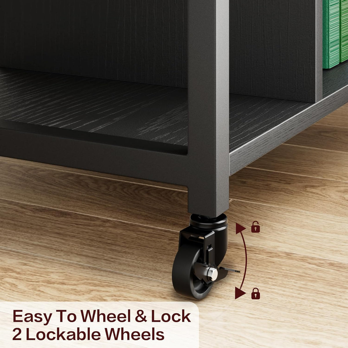 Garvee Rolling Printer Table, 3 Tiers, 17.3 x 11.8 x 18.1", with Lockable Wheels & Power Outlets