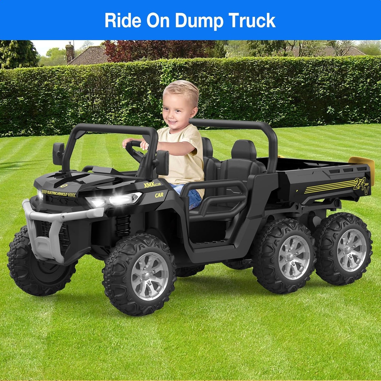 Garvee 24V Ride On Dump Truck for Kids, 4 x 75W Motors