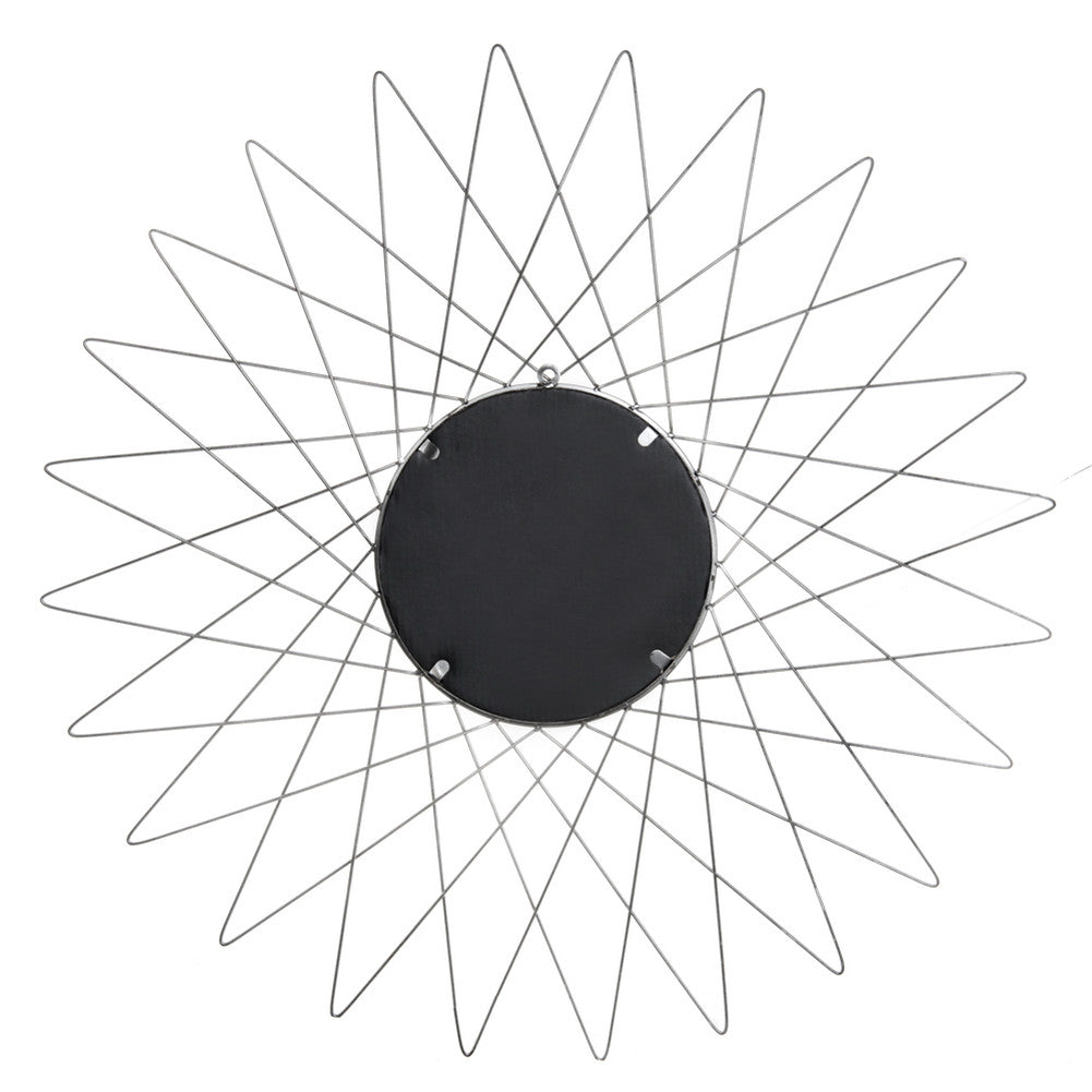 RONSHIN Round Mirror with Radial Triangle Edge Decorative Mirror 90.17*2*90.17cm Silver