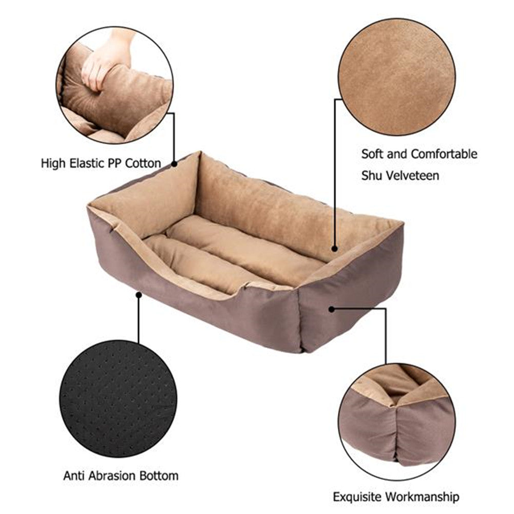 BEESCLOVER 28 inch Pet Mat Kennel For Pet Cat Dog Non-slip Bottom Brown