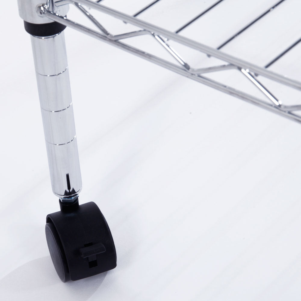 RONSHIN 5-Layer Iron Shelf with 1.5 inch Smooth Wheels Chrome Plated Storage Rack Organizer