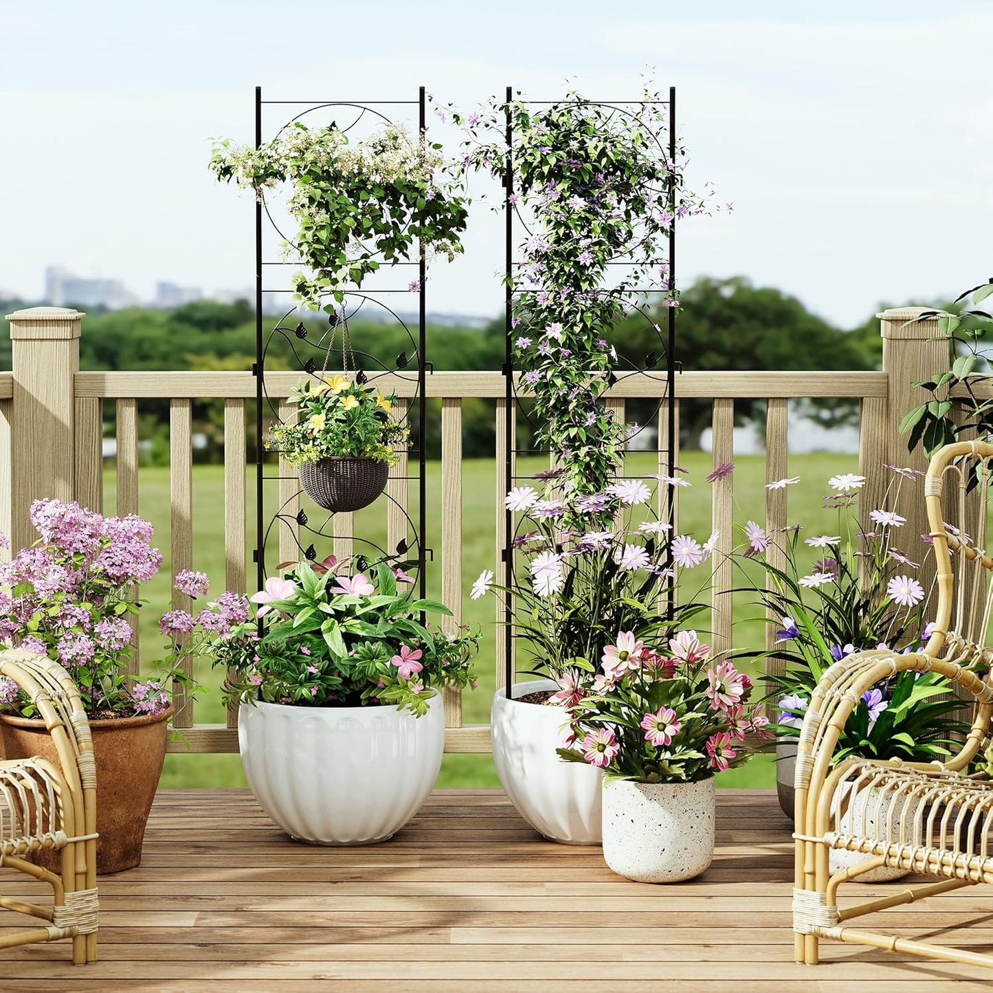 Riedhoff Metal Garden Trellis for Climbing Plants, Black