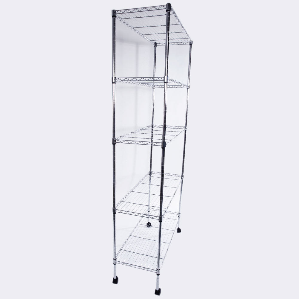 RONSHIN 5-Layer Iron Shelf with 1.5 inch Smooth Wheels Chrome Plated Storage Rack Organizer