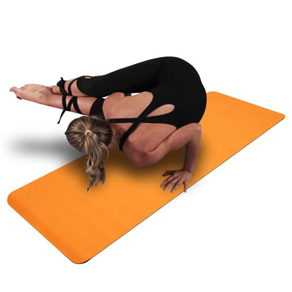 DSSTYLES TPE Yoga Mat 183*61*6cm Non-slip Gym Pad Orange