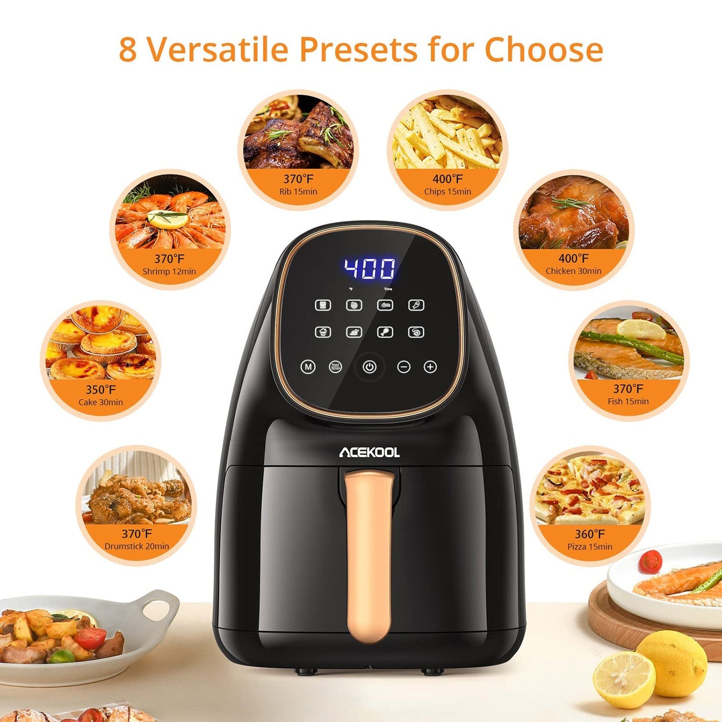 ACEKOOL Air Fryer FT4 8-in-1 2.2QT Digital Airfryer Oven