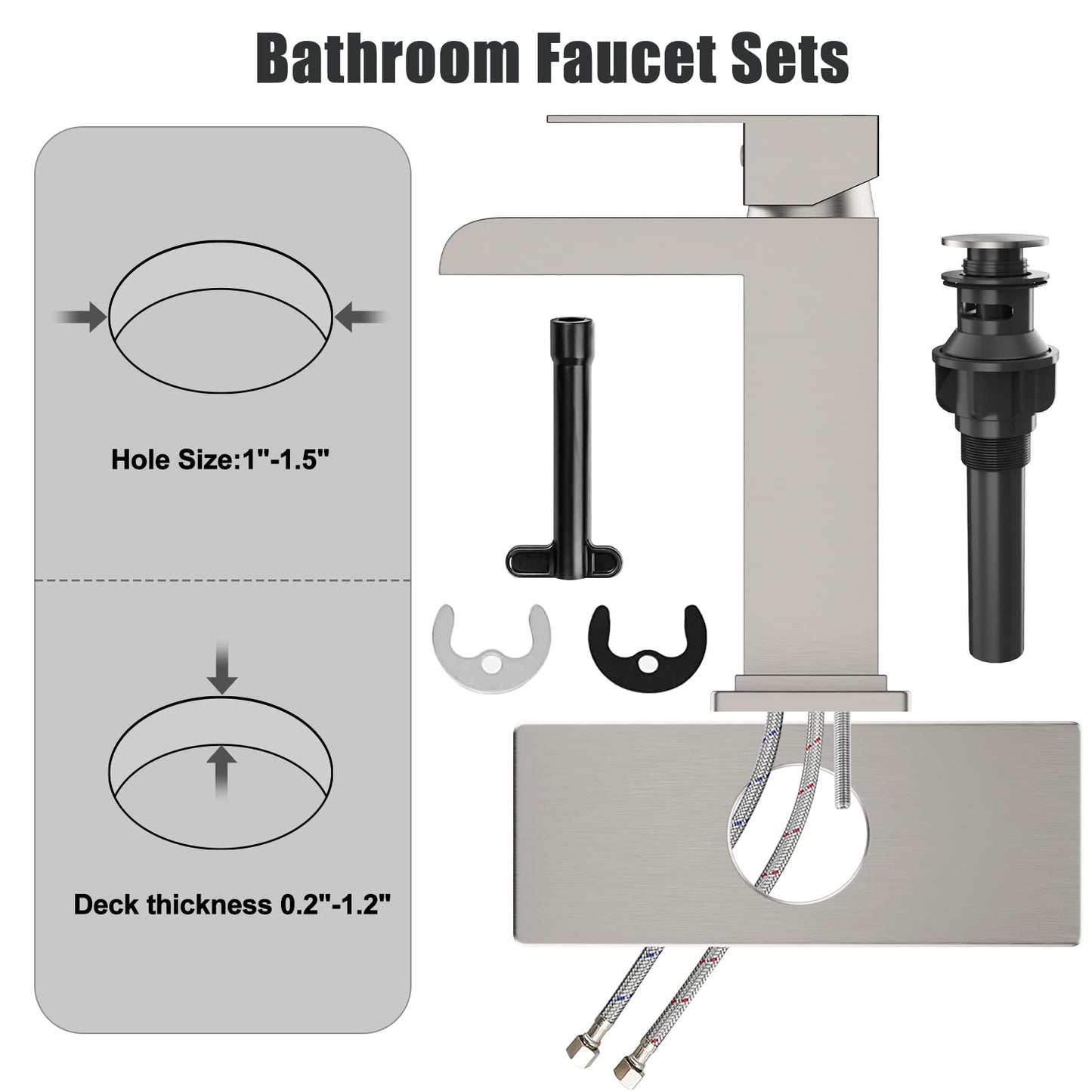 GARVEE Brushed Nickel Bathroom Sink Faucet for 1 or 3 Holes Modern Single Handle Bathroom Faucet