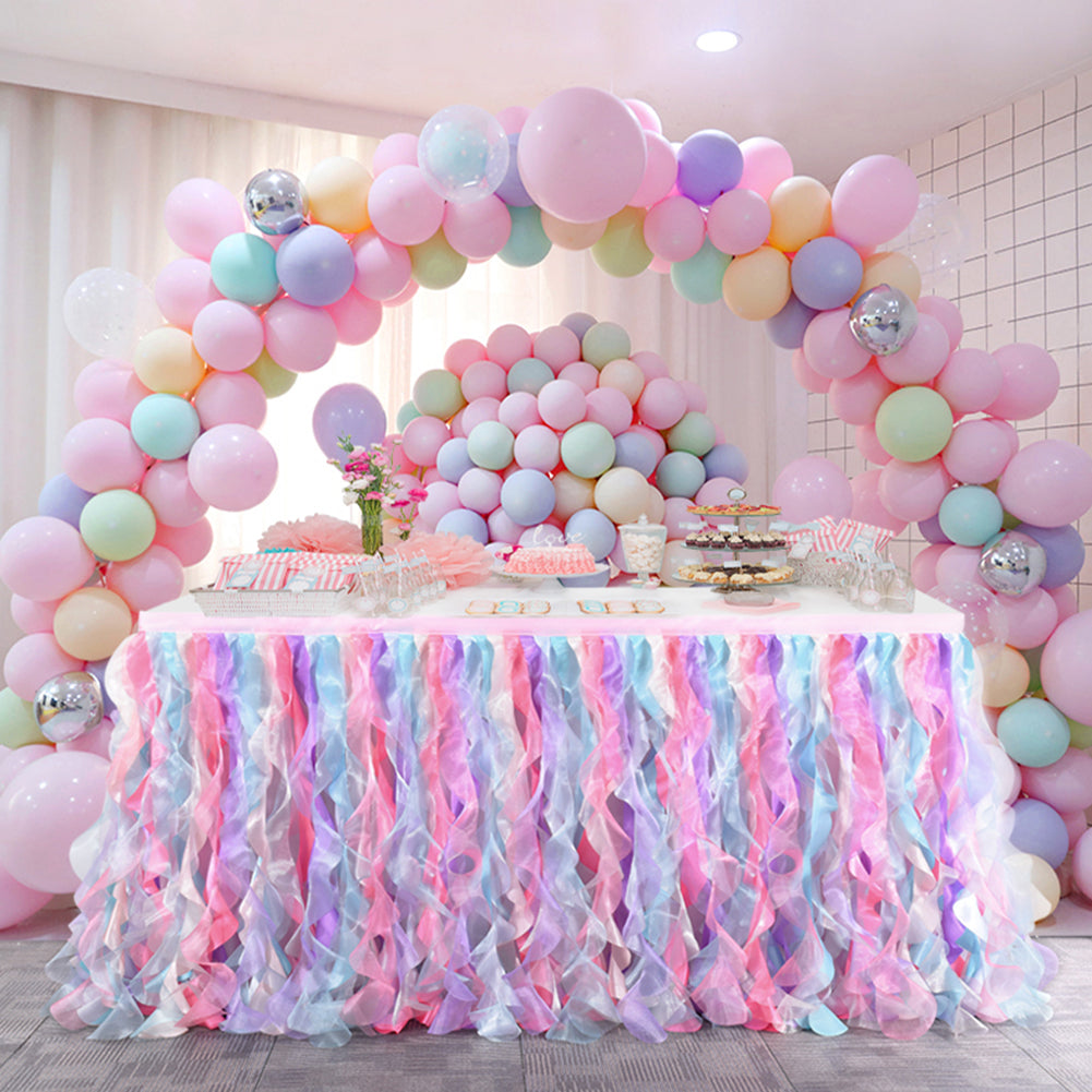 WHIZMAX 6FT Curly Willow Tulle Ruffle Table Skirt for Wedding Birthday Party