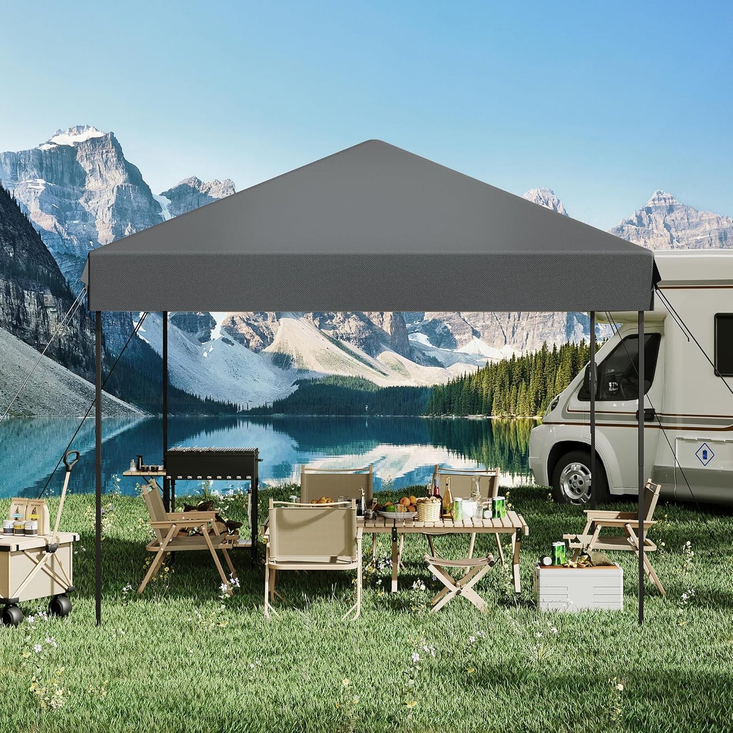Garvee 10 x 10 Ft Pop-up Canopy, One Button Push Setup, Heavy Duty, Portable Roller Bag
