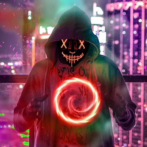 WHIZMAX Halloween 3pcs LED Mask Light Up Scary Mask