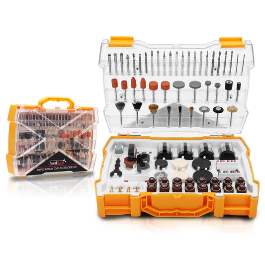 TOWALLMARK Rotary Tool Accessories Kit 300Pcs Universal Shank Fitment with Drill Bits