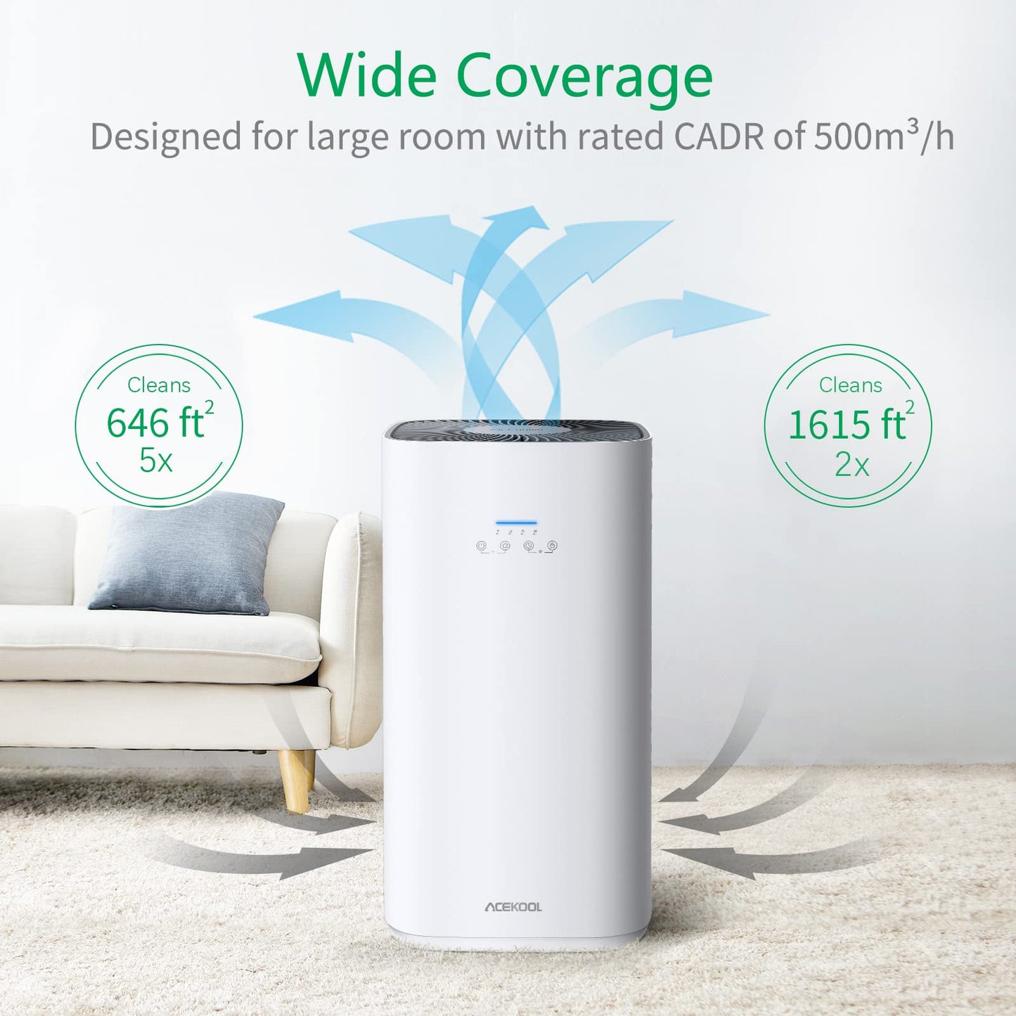 ACEKOOL Air Purifiers AF2 for Large Room 1615ft2 Homedics Air Purifier US Plug